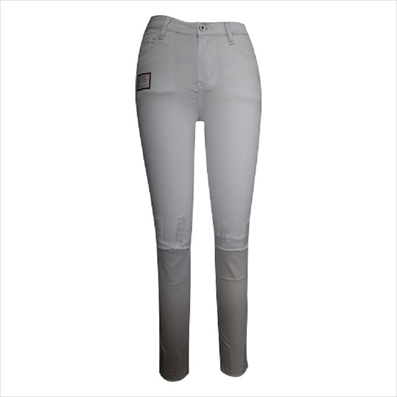 high waist white ripped knee and hem skinny jean WS1001