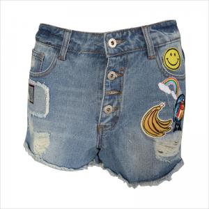patch embroidery jean shorts WS10119