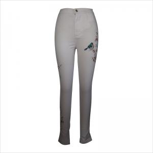 white embroidery tube jeans WS10124