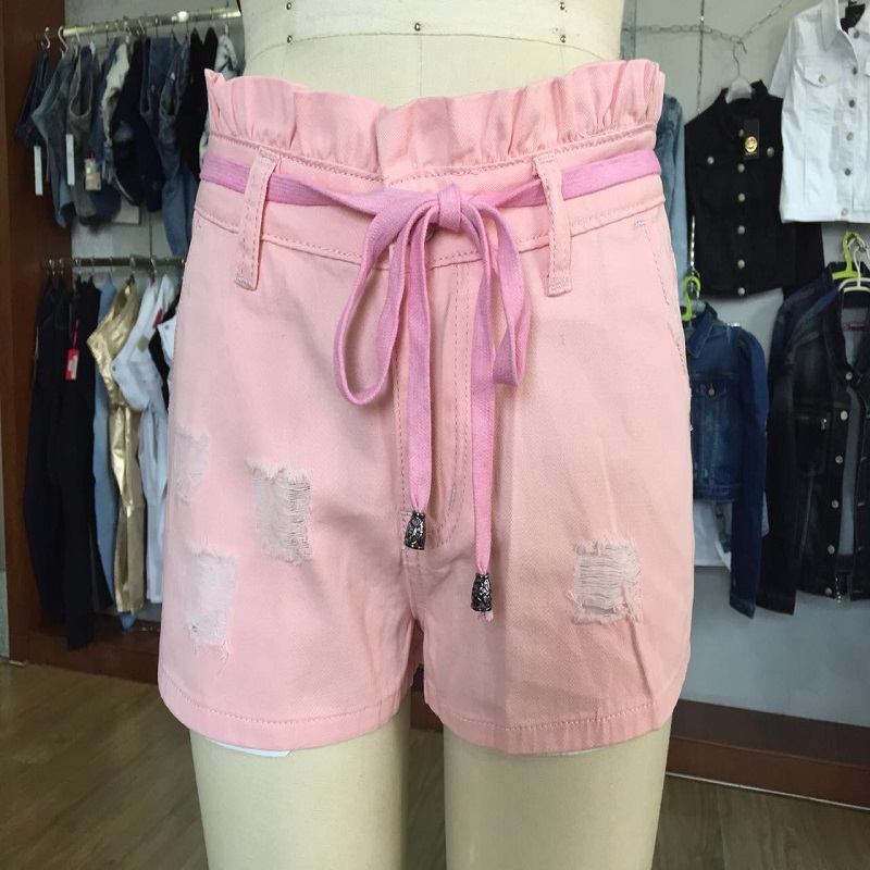 women pink jean shortsWS101129