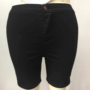 Ladies side glitter tape denim shorts WS325